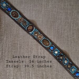 Embellished Leather Strap with Blue Accents